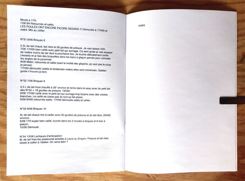 dernière page du livre d'expérimentations